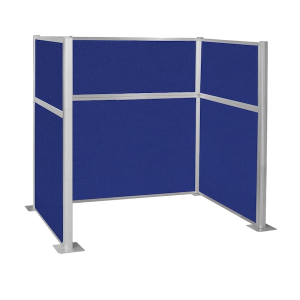 Pre-Configured Hush Panel Cubicle (U Shape) 6' x 4' Royal Blue Fabric